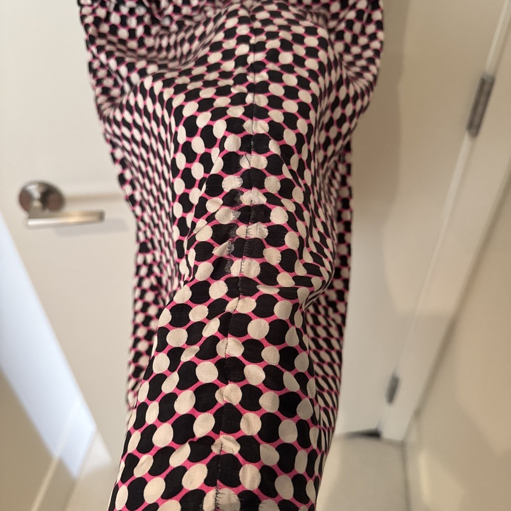 Kate Spade New York Geometric Dot Fit & Flare‎ Silk Dress 0 pink black white - Picture 14 of 16